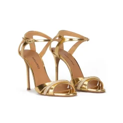 Anique Gold high heel sandals in metallic leather
