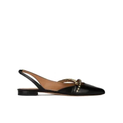 Anquetta Slingback point-toe flat shoes in black leather