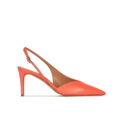 Aquamarie Asymmetric slingback pumps in coral leather