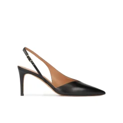 Aquamarie Mid heel slingback shoes in black leather