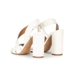 Aquira High block heel sandals in off-white leather