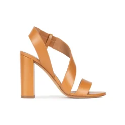 Aquira Strappy high block heel sandals in camel leather