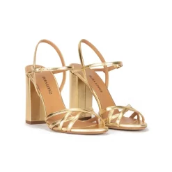 Coque Gold high block heel sandals in metallic leather