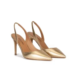 Danique Golden slingback pointy toe pumps with 90mm stiletto heel