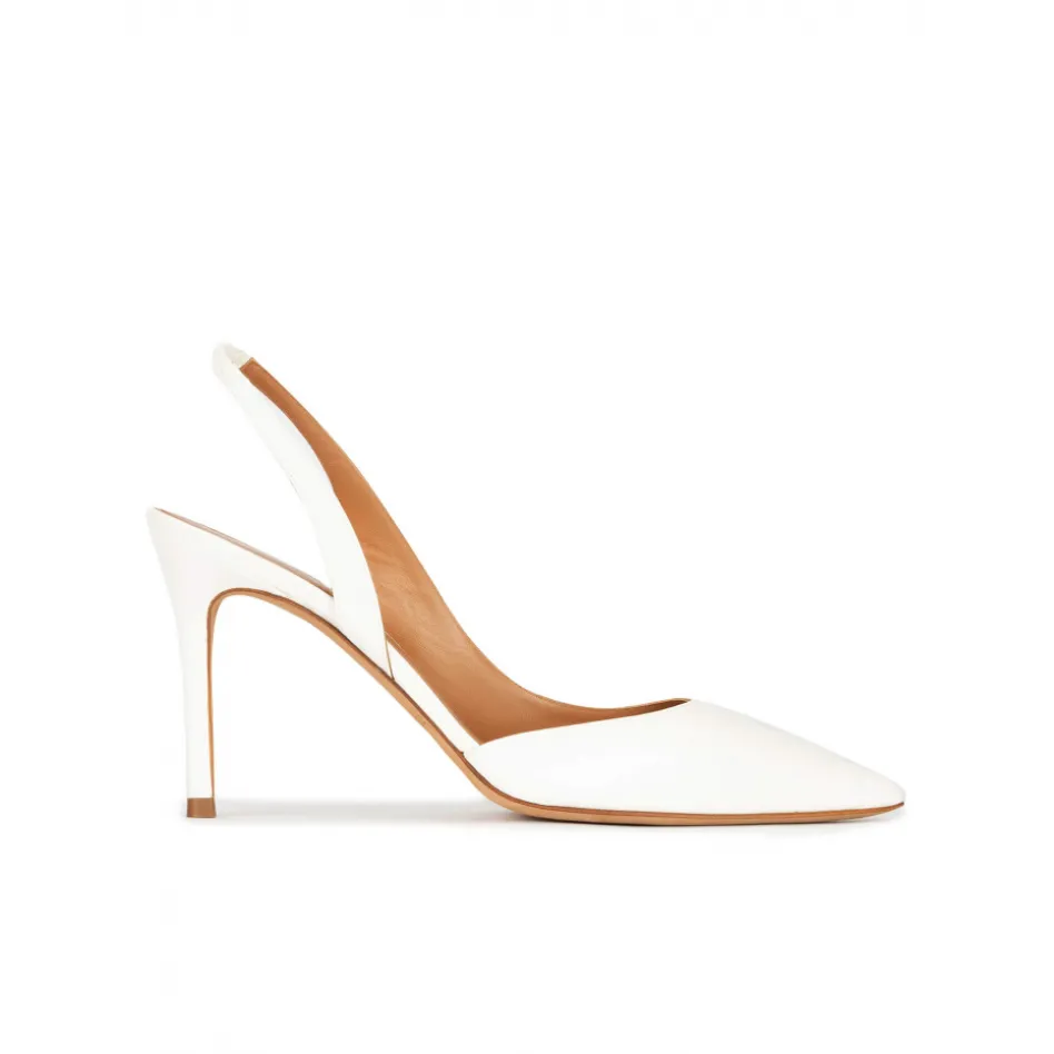 Danique Slingback heeled pumps in off-white leather