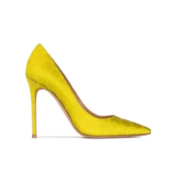Kameron Heeled pointy toe pumps in pistachio green fabric