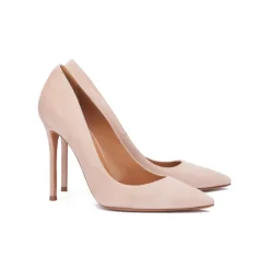 Kameron High heel pointy toe pumps in nude suede