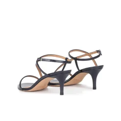 Laquenda Strappy mid heel sandals in navy blue leather