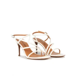 Marinique Off-white leather strappy mid heel sandals