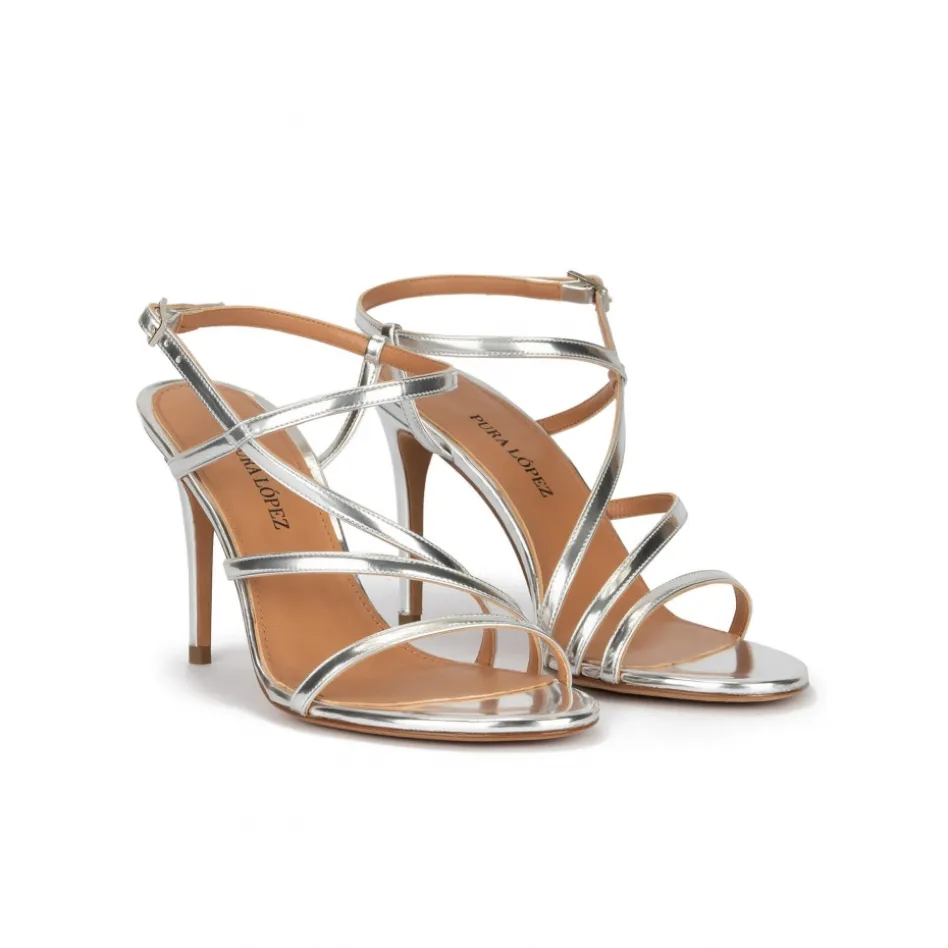 Marquesa Strappy high heel sandals in silver leather