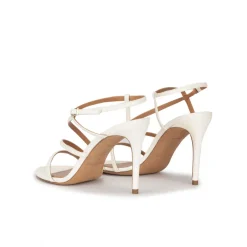 Marquesa Strappy stiletto heel sandals in off-white leather