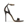 Martina Ankle strap high stiletto heel sandals in black leather