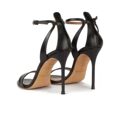 Martina Ankle strap high stiletto heel sandals in black leather