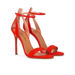 Martina High heel ankle strap sandals in red suede