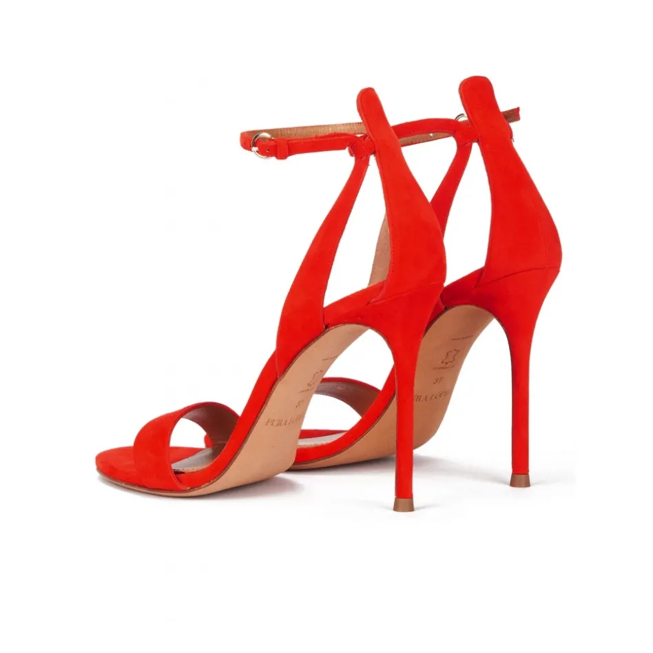 Martina High heel ankle strap sandals in red suede