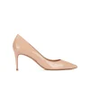 Oana Pointed toe mid-heeled pumps in nude patent leather