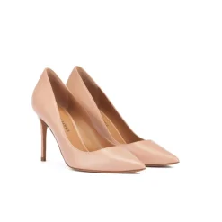 Olga Point-toe high heel pumps in nude leather