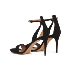 Omaira Black suede sandals with ankle strap