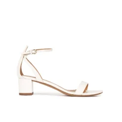 Oneida Ankle strap mid block heel sandals in offwhite leather
