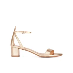 Oneida Strappy mid block heel sandals in gold metallic leather