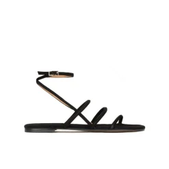 Ophelia Ankle strap flat sandals in black suede
