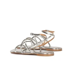 Ophelia Strappy flat sandals in silver leather
