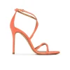 Oria Crossed-strap high heel sandals in coral suede