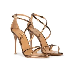 Oria Strappy heeled sandals in bronze metallic leather