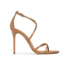 Oria Strappy high heel sandals in camel leather