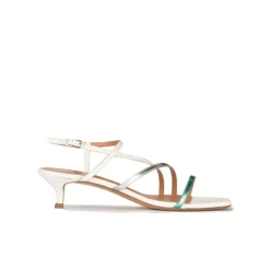 Quebec Strappy mid heeled sandals in multicoloured metallic leather