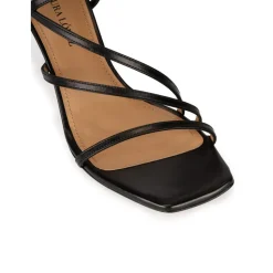 Quebec Strappy mid heel sandals in black leather