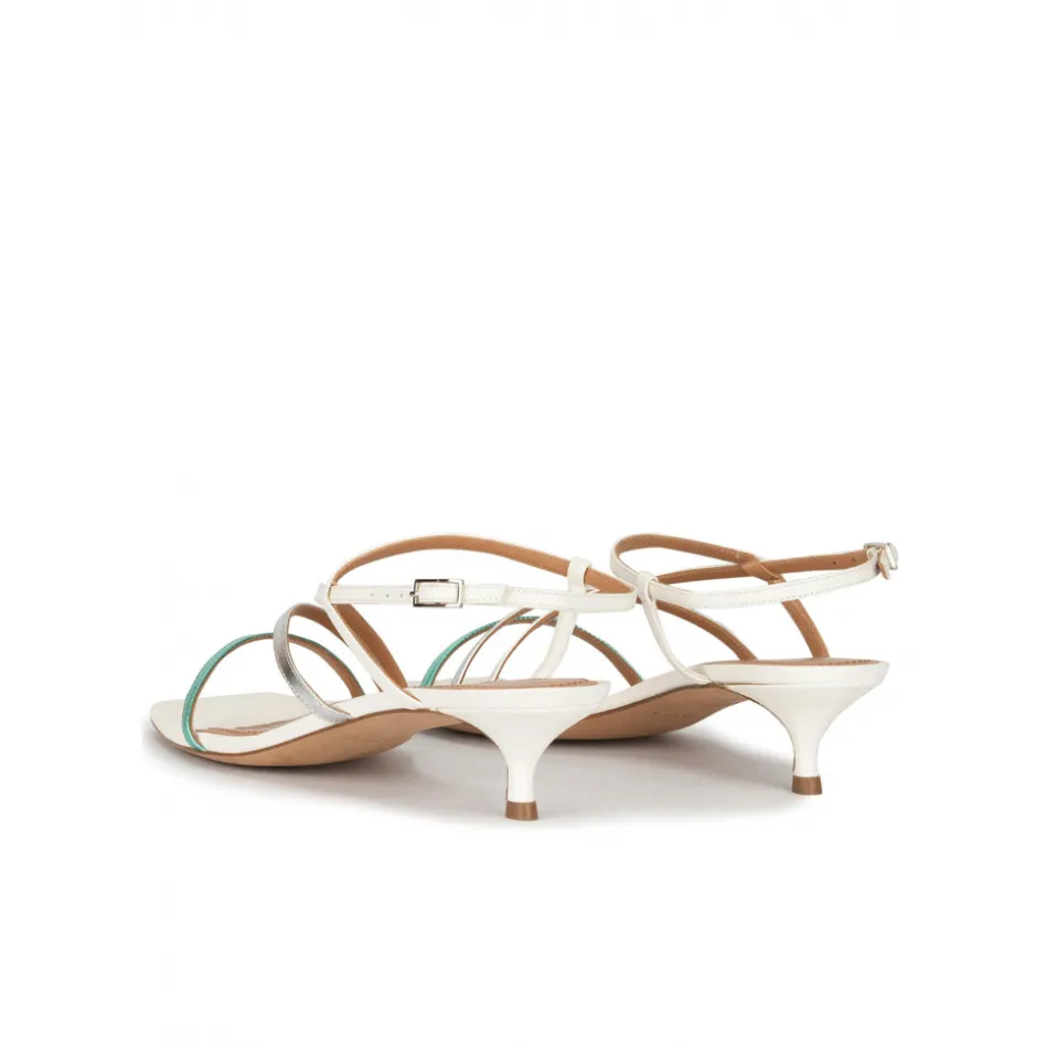Quebec Strappy mid heeled sandals in multicoloured metallic leather