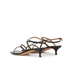 Quebec Strappy mid heel sandals in black leather