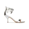 Quelea Knotted mid heel sandals in silver leather