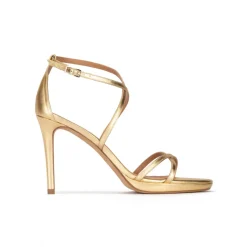 Quiana Gold leather platform stiletto heel sandals