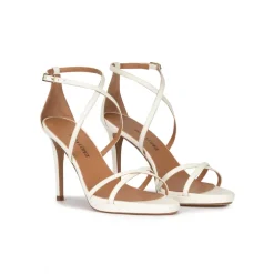 Quiana Platform stiletto heel sandals in off-white leather
