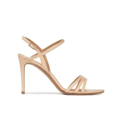 Quillet Strappy high heel sandals in beige leather