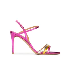 Quillet Strappy high-heeled sandals in multicolored metallic leather