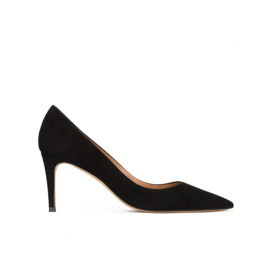 Quimera Pointy toe mid heel pumps in black suede