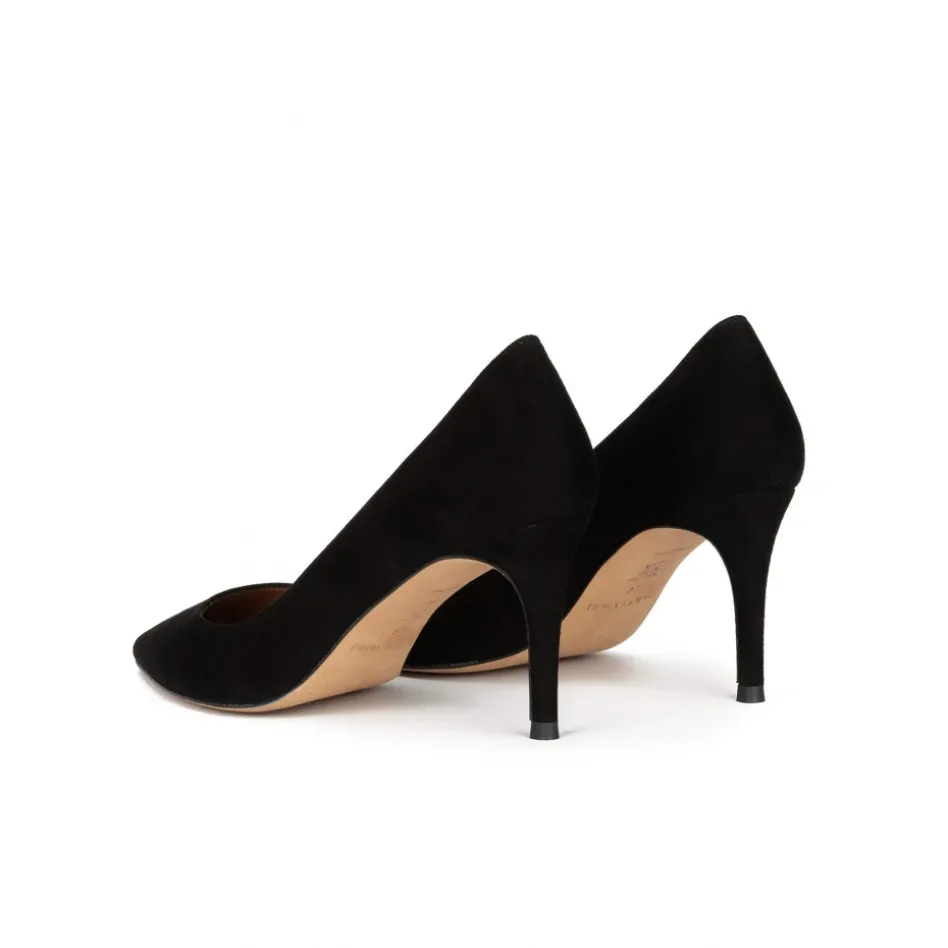 Quimera Pointy toe mid heel pumps in black suede