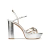 Quinea Platform high block heel sandals in silver leather