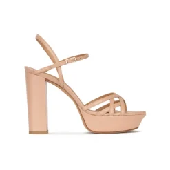 Quinea Platform high block heel sandals in nude leather