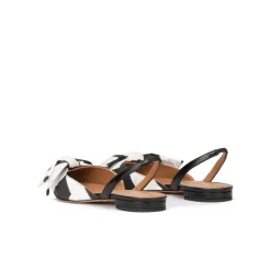 Quinette Bow detailed point-toe flats in black and white fabric