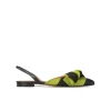 Quinette Slingback pointy toe flats in green and black fabric