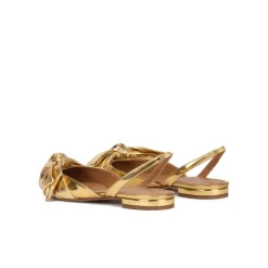 Quinette Slingback pointy toe flats in gold mirrored leather