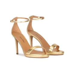 Quintana Ankle strap platform high heel sandals in gold leather