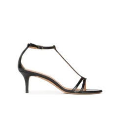 Quintera Black leather mid heel sandals with ankle strap