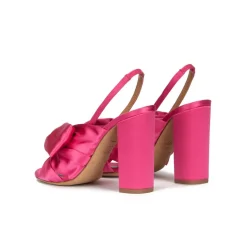 Quirina High block heel sandals in fuchsia satin