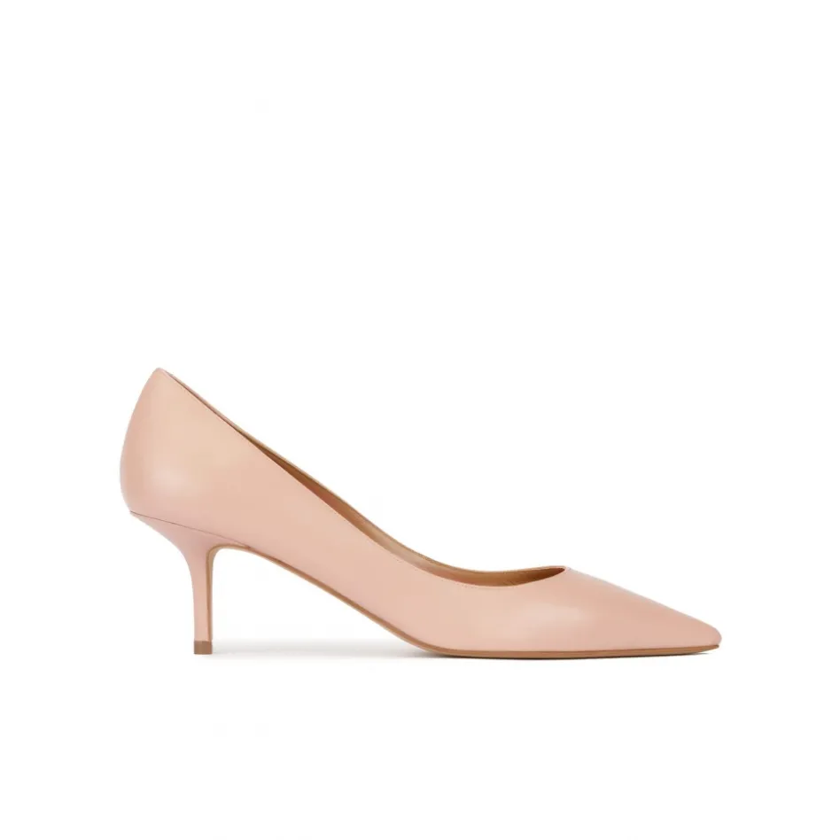 Raquel Mid heel pumps in nude calf leather