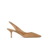 Simonique Slingback mid heel pumps in camel suede